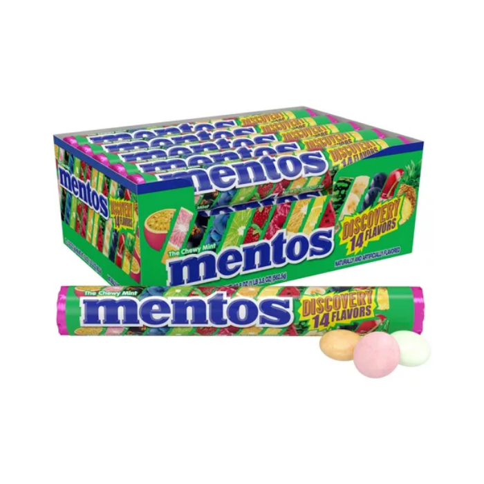 Pastilla Mentos Surtida 12 Tubos con 11 Piezas