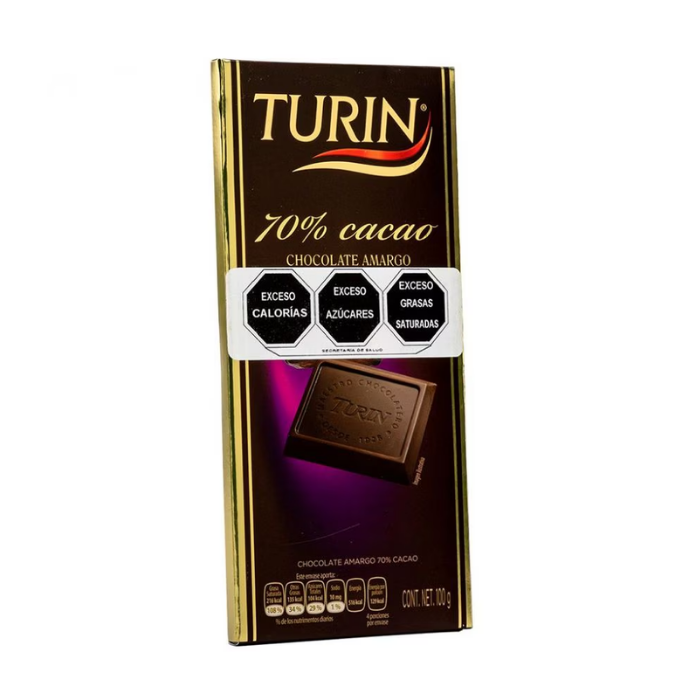 Barra Turín 70% Cacao 5 Displays con 18 Piezas de 16 Gramos