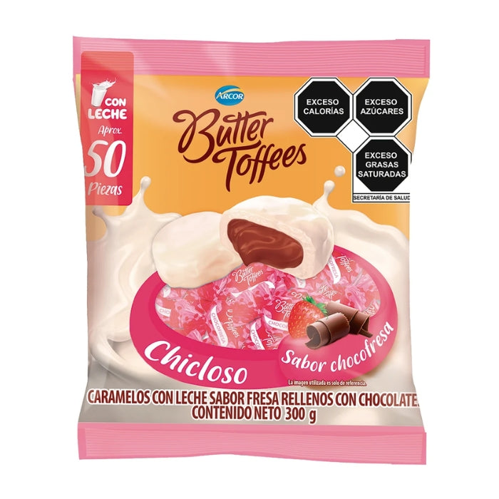 Butter Toffee Choco Fresa 50 Piezas 300 Gramos