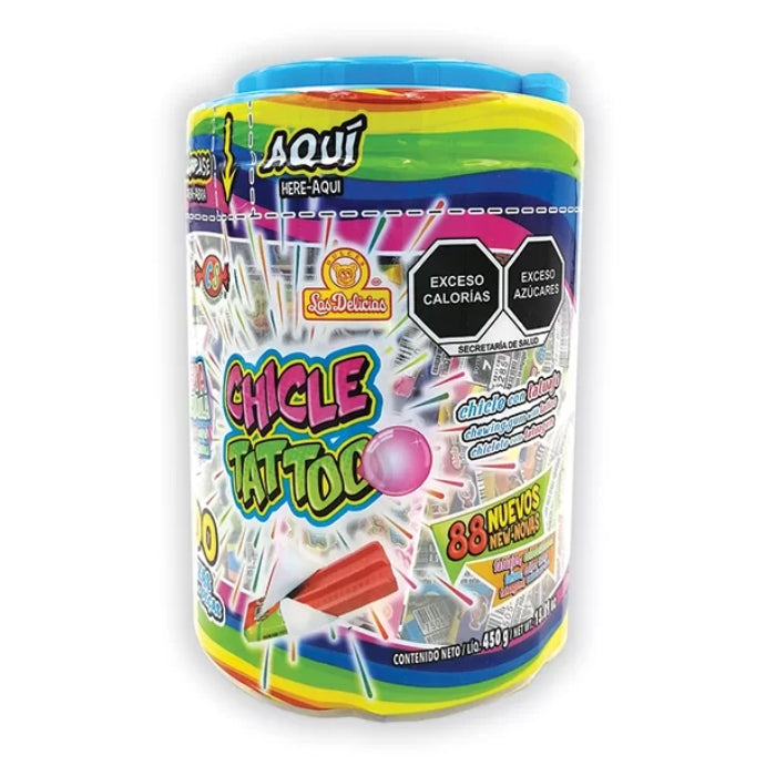 Chicle Tattoo Vitrolero con 100 Piezas