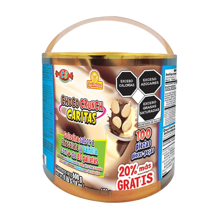 Choco Crunch Caritas Vitrolero con 100 Piezas