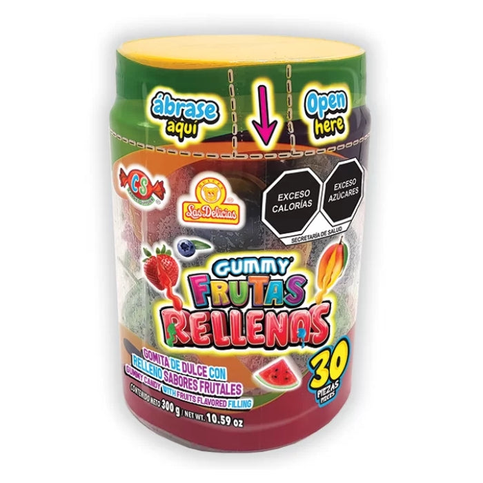 Gummy Frutas Rellenas Vitrolero con 30 Piezas
