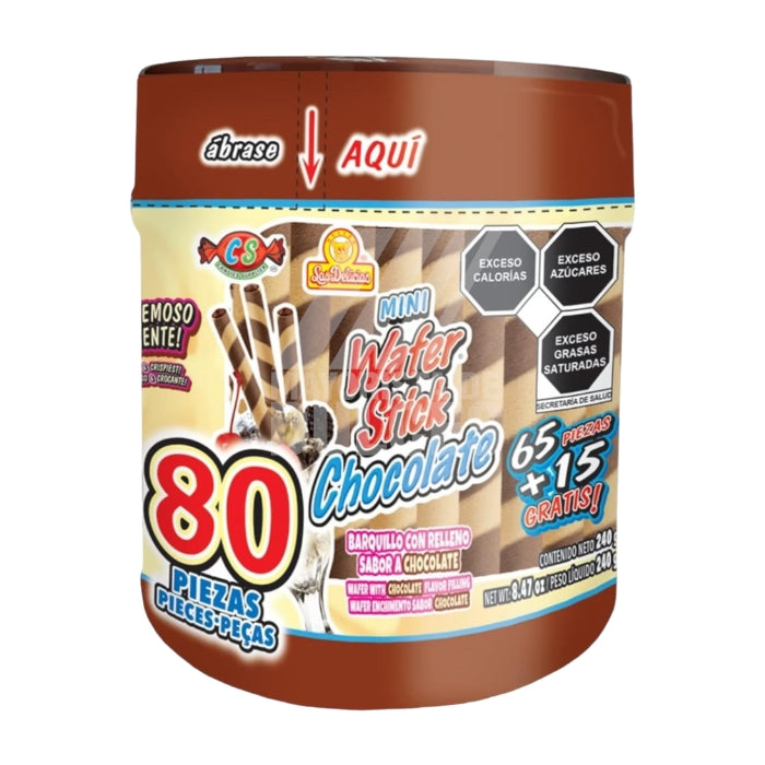 Mini Wafer Stick Choco Vitrolero con 80 Piezas