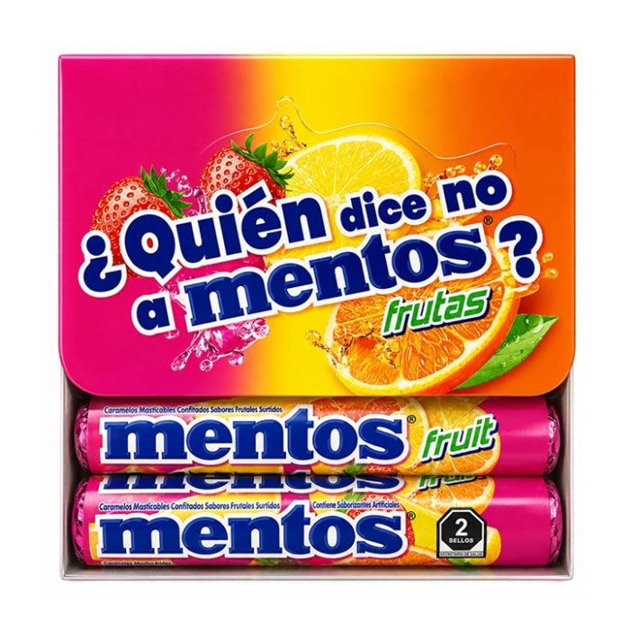 Pastilla Mentos Frutas 12 Tubos con 11 Piezas