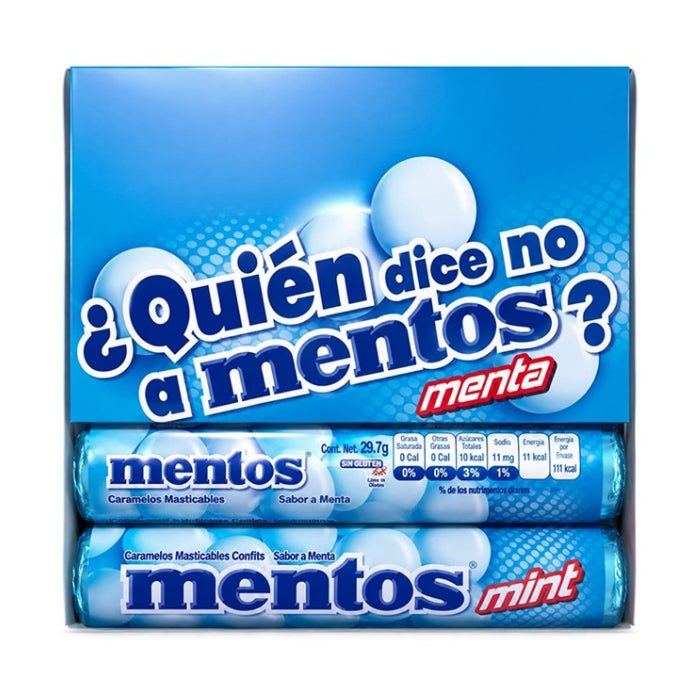 Pastilla Mentos Menta 12 Tubos con 11 Piezas