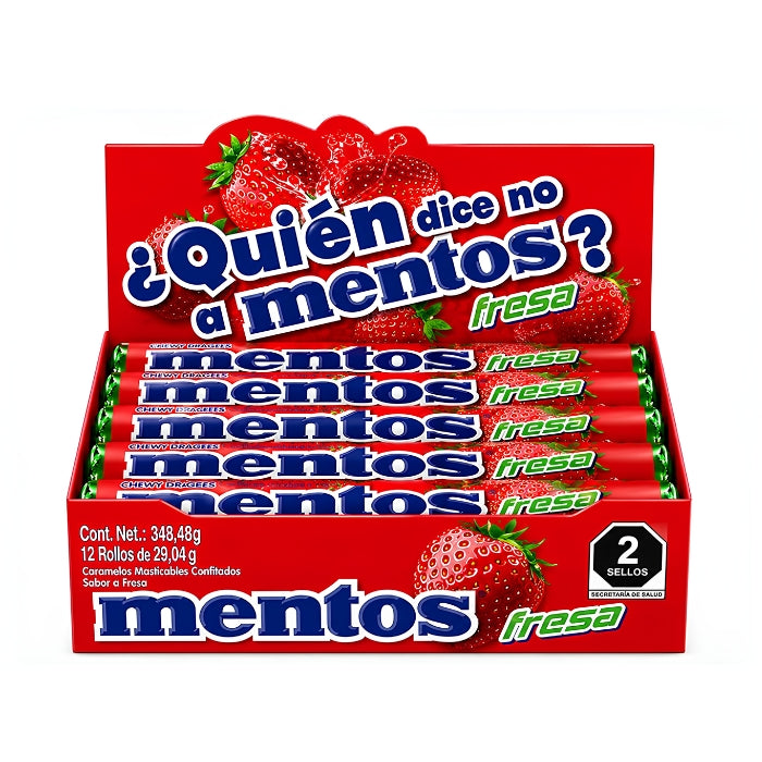 Pastilla Mentos Roll Fresa 12 Tubos